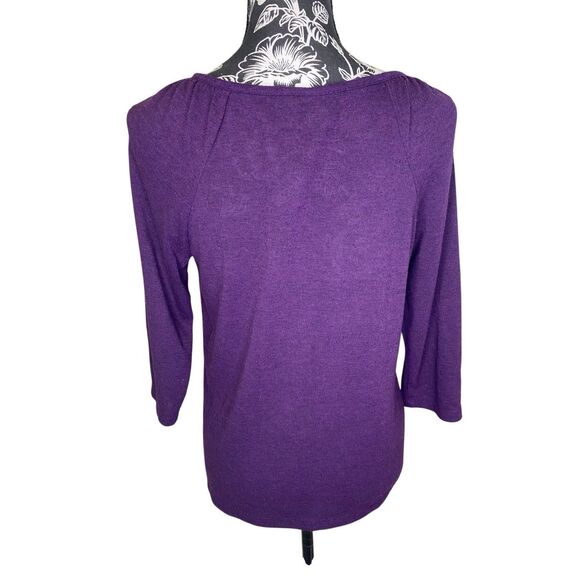 Christopher And Banks Purple Knit Top Petite PM Workwear Sequins Casual Office - Picture 2 of 13